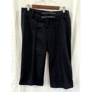 Charlotte Rose Women Black pin Strip Capris Pants Size 4